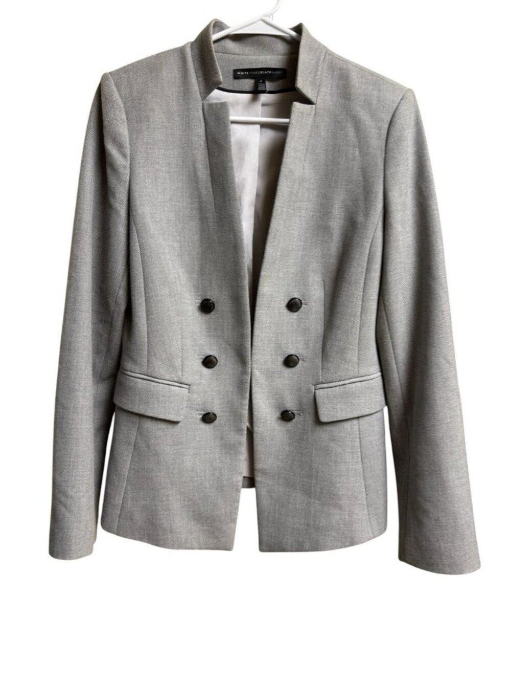 White House Black Market Blazer Womens 6 Gray Structured Jacket